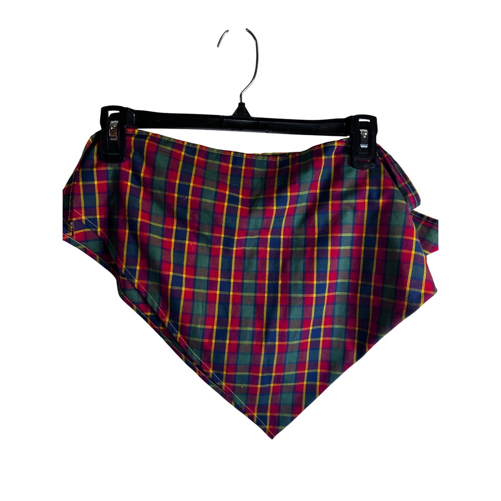 BSA Boy scouts  Plaid Neckerchief Small Red Green Yellow Fleur-de-lis Kids Scarf